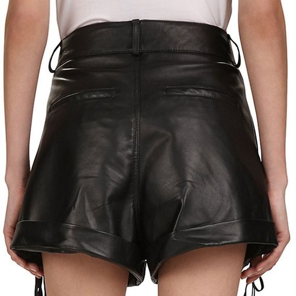The Kooples Black High Waist Leather Shorts - Picture 3 of 11